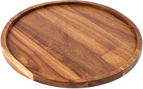 LUNATIC CRAFTWORK Round Wood Tray for Coffee Table, Serving Tray