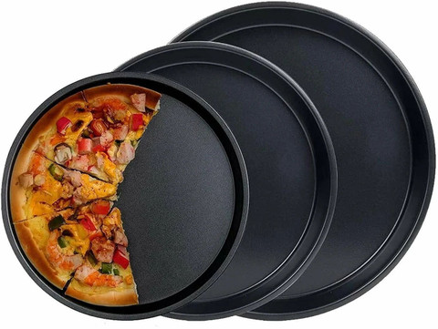 H&M Store Carbon Steel Pizza Pan Tray for Baking in Oven Non Stick Black  Pizza Tray