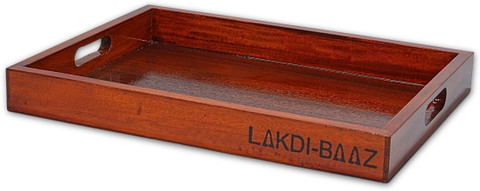 LAKDI-BAAZ Luxury Wooden Serving Tray Platter TR1 (Large Teak) Pack of  Tray