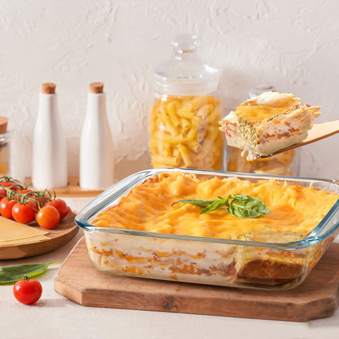 SMILERY Borosilicate Glass Baking Dish Square Baking Tray for Oven