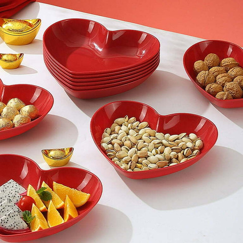 PRAYASHAY TRADELINK Red Heart Shaped Plate, Fruit Plate, Festive