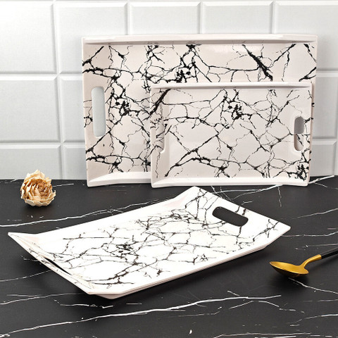 UPC Melamine Multicolor Serving Tray, Set of (Small, Medium and  Large Size) Black Series Tray Tray