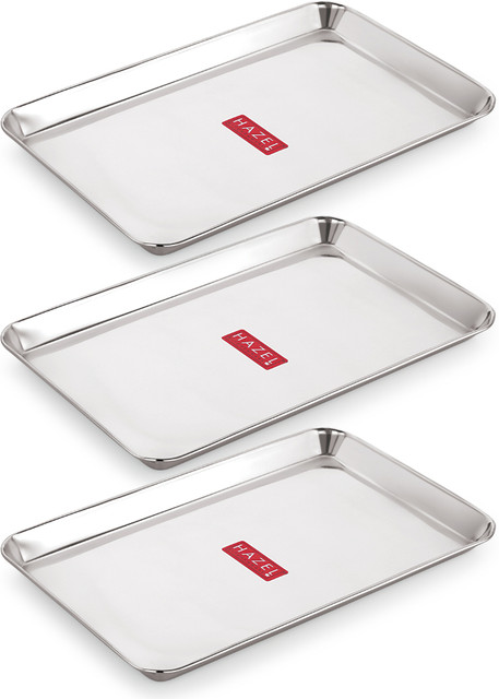 HAZEL Stainless Steel Serving Trays Rectangle Premium Dining Table