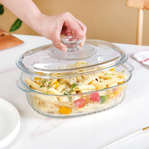 Nestasia Fluted Glass Casserole Dish With Lid Baking Dish Price in