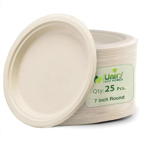 UNIFY Disposable Eco-Friendly, Biodegradable, Paper Plates for