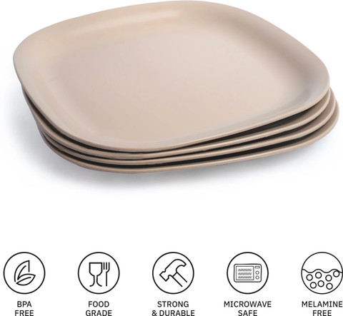 Lumiset Solid Unbreakable Plastic square inch Dinner Plate Price