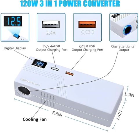 Breewell 3 in 1 AC to DC Power Smart Converter AC 220V DC 12V Power ...