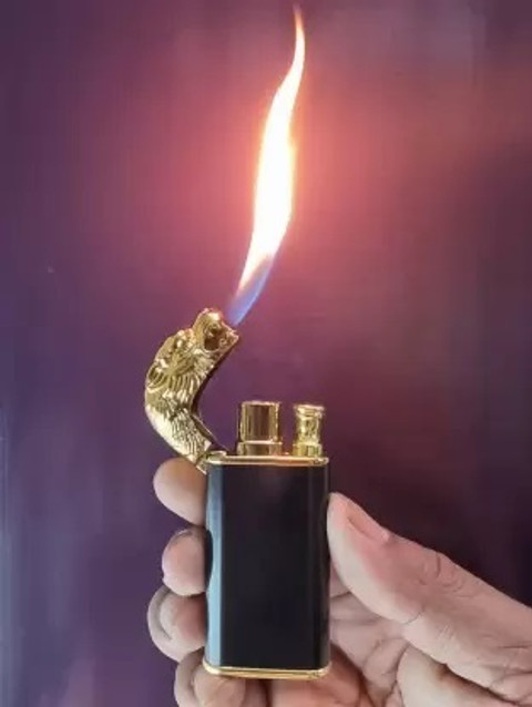 GENZ Black Double Flame Metal Body Lighter Unique Design Dual Flame Dragon  Lighter Windproof & Refillable Pocket Lighter Price in India