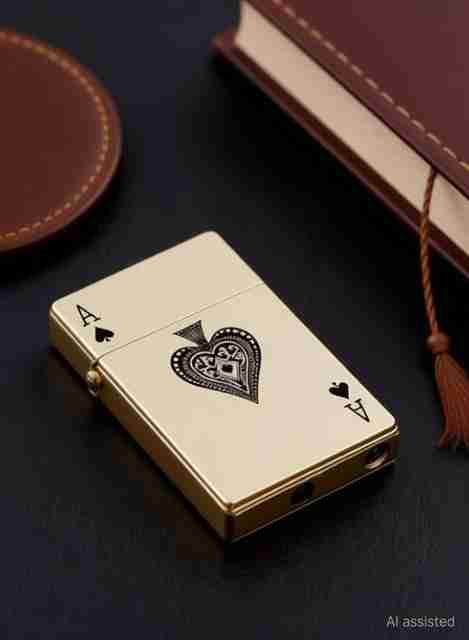 VIOVI Gold Metal Body Ekka Lighter with LED Green Jet Flame - Image 5