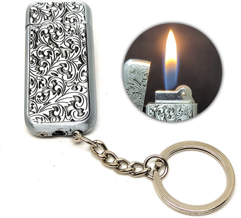 Point Zero Premium Essential Refillable Metal Body Small Art Silver Wheel  Flame Keychain Pocket Lighter Price in India