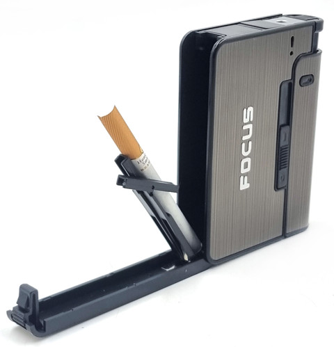 focus cigarette case VIOVI Focus Pioneer Grey Cigarette Case with Portable Lighter for 84mm Long  King Size Cigarette Pocket Lighter Price in India