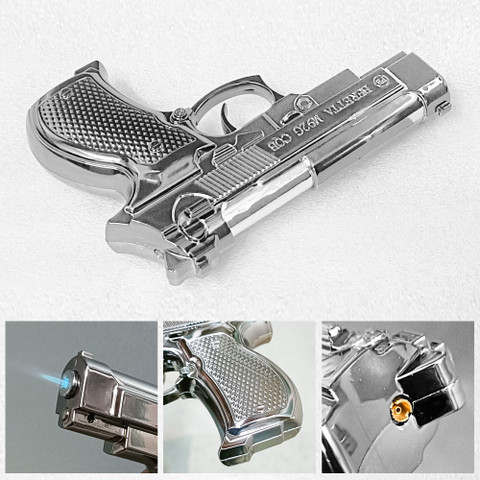 gun cigarette lighter gas Holder Gun-Shaped Ignition Transform Multi-Functional Creative Lighter - Butane Lighter Torch and Triple Jet Flame Lighter price style refillable fluid lighter with ejection mechanism CIGARETTE STORAGE Jet Flame Lighter