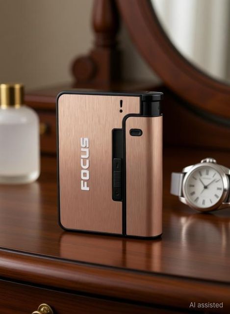 VIOVI Focus Pioneer Rose Gold Cigarette Case with Portable Lighter I Ideal  for 84mm long King Size Cigarette Pocket Lighter Price in India