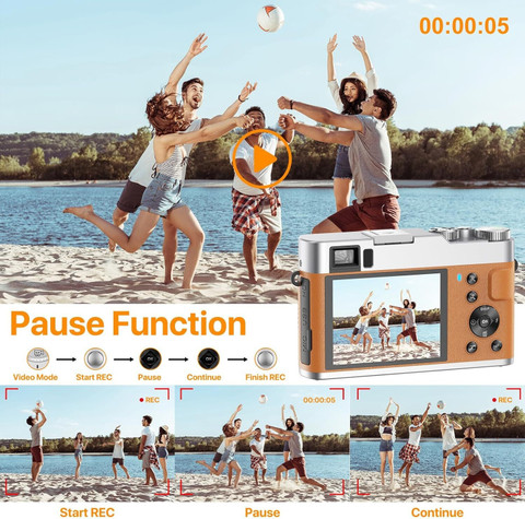 dkian 4K Video Compact Cameras with 16X Digital Zoom Anti Shake