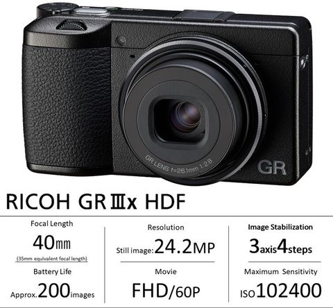 Ricoh GR IIIx HDF Digital Compact Camera 40mm f/  2.8 (35mm eq