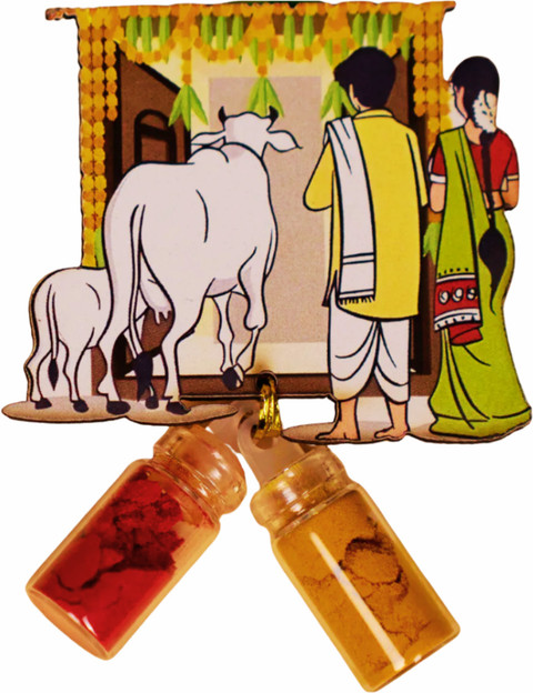 Sri Yagnaa Pack of 10 Housewarming Mdf Haldi Kumkum Set - Pasupu