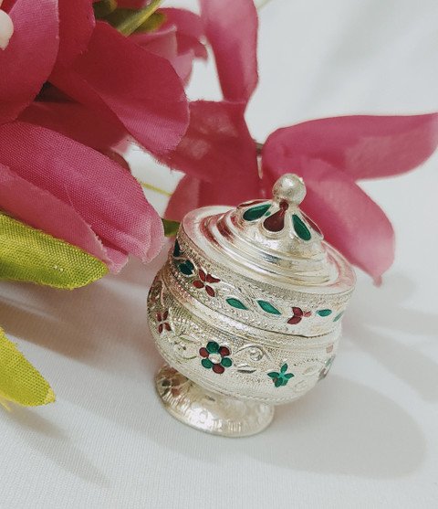 samukkaras fashions German Silver Handmade Sindoor Box Kunguma