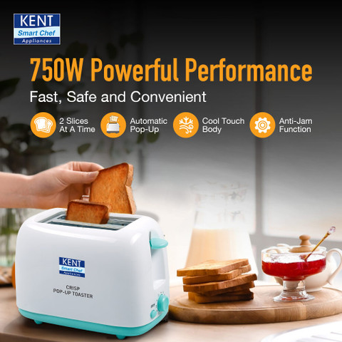KENT Crisp Pop Up Toaster|6 Heating Modes |Auto Shut Off|Removable
