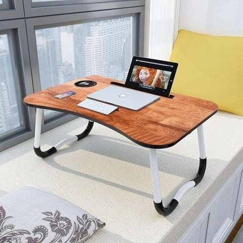 SAVYA HOME Wooden Foldable Laptop Table (Brown) Wood Portable