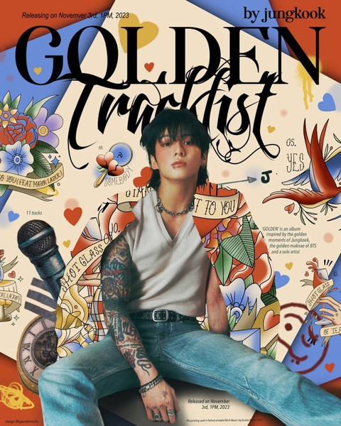 Jungkook BTS Golden Tracklist Poster – Glossy A4 Size, Self