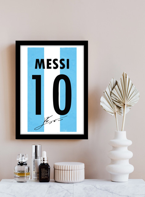 Messi Jersey Argentina Framed Poster for Room Office(10x13 inch,Framed)  Paper Print