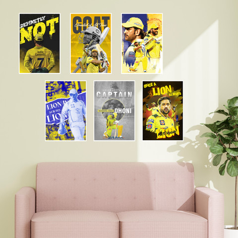 MS Dhoni A4 Wall Posters Pack of Fine Art Print Sports posters