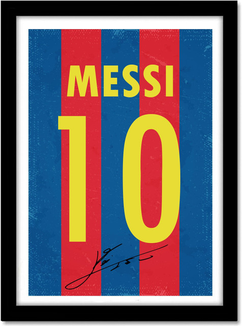 Messi Jersey Framed Poster for Room Office(10x13 inch,Framed) Paper Print