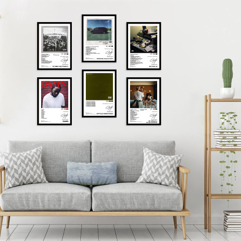 Pack of 6 - Kendrick Lamar Music Album Art Wall Framed Posters