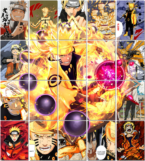 Naruto Uzumaki Color Manga Collage Poster Set - Set of 20, 210 mm