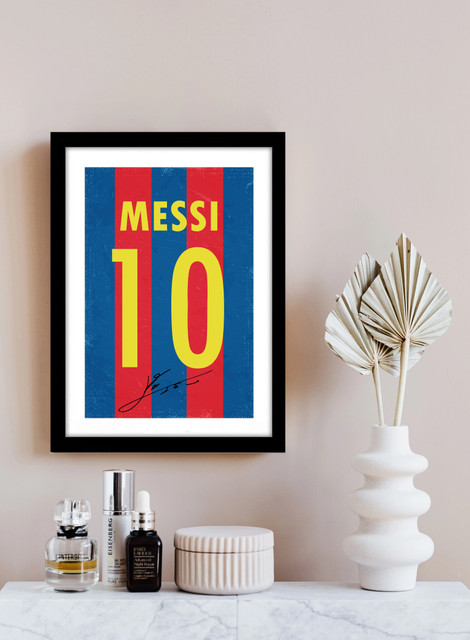 Messi Jersey Framed Poster for Room Office(10x13 inch,Framed