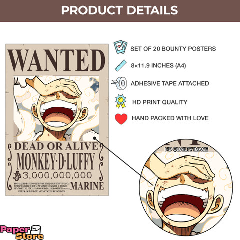 Paper9store One Piece Wanted posters|Set of 21 one piece Bounty