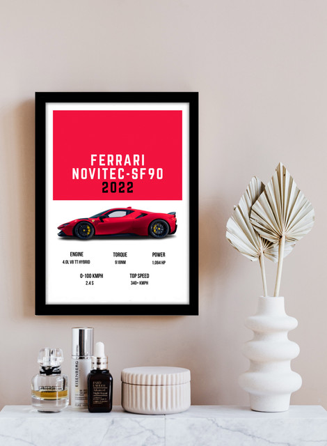 Ferrari Novitec SF90 Stradale Supercar Supercar Framed Poster For