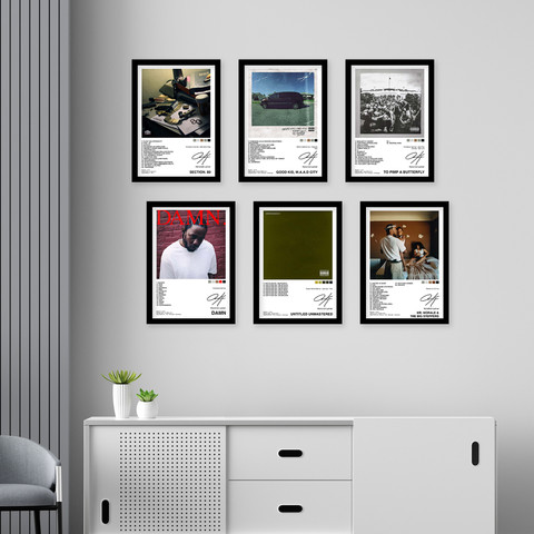 Pack of 6 - Kendrick Lamar Music Album Art Wall Framed Posters