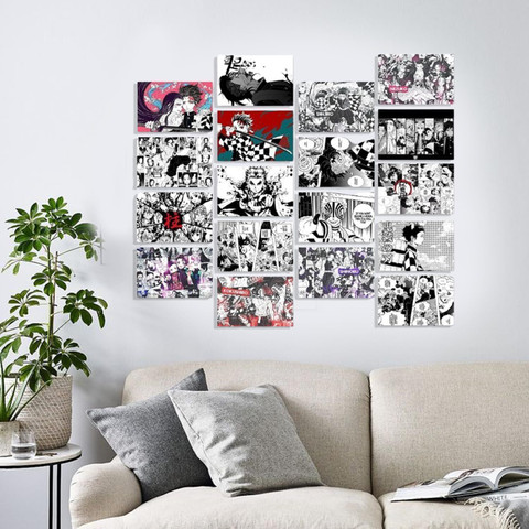 Demon Slayer Manga Wall Collage Kit – 18-Pack Black & White 6x4