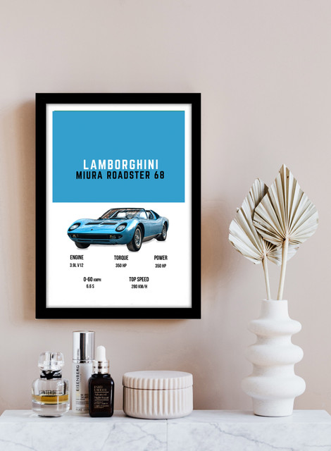 Lamborghini Miura Roadster 1968 Supercar Framed Poster For Room