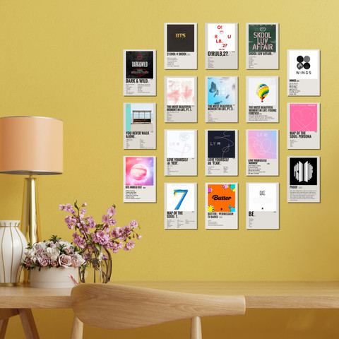 BTS Posters BTS Song Posters Pack of 18 x cm) 300 GSM  Minimalist Poster Set Aesthetic Room Decor Pinterest Wall Posters  Aesthetic
