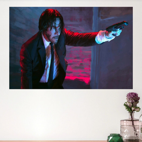 Cartoonish Keanu Reeves Holding Gun Poster, John Wick Poster, Bollywood ...