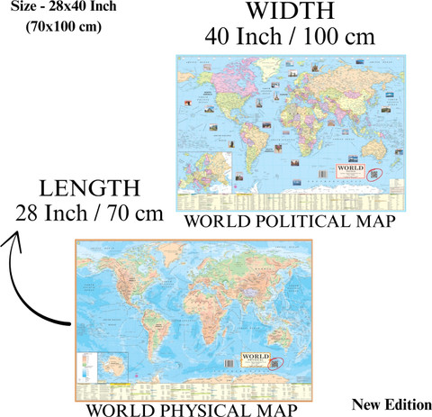 Pvt Map Smart Books Publishers Combo of 4 Maps: India Physical Map, World ...