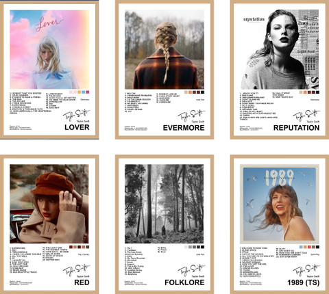 Pack of 6 - Taylor Swift Album Art Wall Posters 8x12 inch (A4 Size