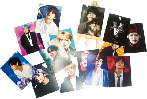 BTS V taehyung Photocard with wodden essel stand (18 dual printed