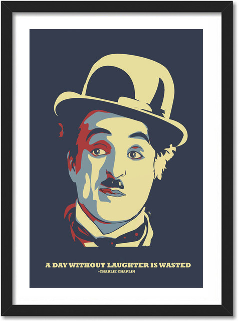 CHARLIE CHAPLIN FRAMED POSTER FOR ROOM OFFICE (10 INCH X 13 INCH