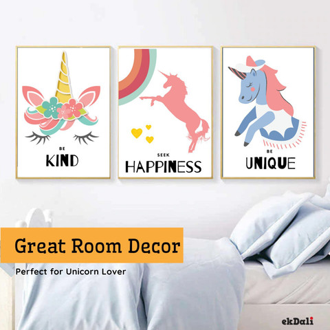 Funky Unicorn Motivational Wall Art Wall Decor Posters (6) 6x Unframed  Posters For Kids Made India Unicorn Bedroom Decor For Girls Nursery Decor 