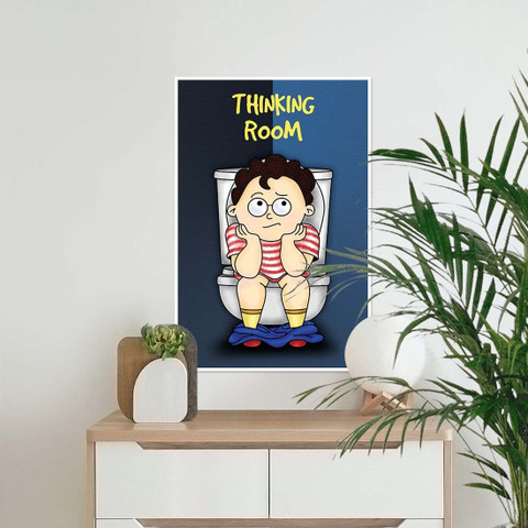 Funny Bathroom Door Sign - Self-Adhesive 'Thinking Room' Sticker With Humorous Quote For Home Or Office