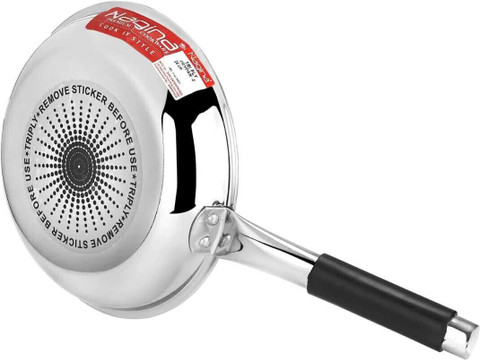 NAGINA COOKWARE Triply Steel Fry Pan 20 cm diameter 1 L capacity