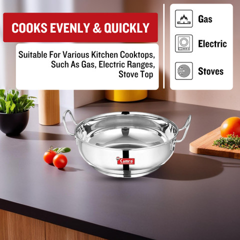 Camro KADHAI INDUCTION BOTTOM STAINLESS STEEL (15 no,) Kadhai