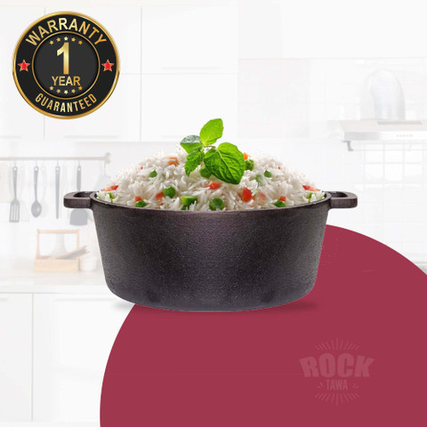 Rock Tawa Rock Tawa Cast Iron Dutch Oven Skillet-(Pre-Seasoned