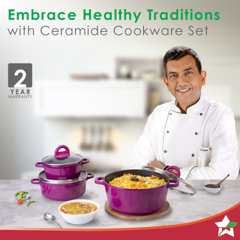 WONDERCHEF Ceramide Casserole Pink Set Pot 16 cm diameter L