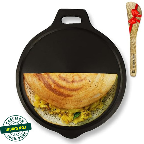 The Indus Valley Super Smooth Cast Iron Tawa with Free Wooden