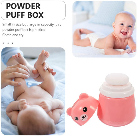 Honey Boo Portable Baby Powder Puff with Box Holder Container for
