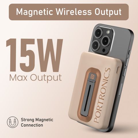 Portronics 10000mAh 20W Wireless Power Bank Mocha - Image 6